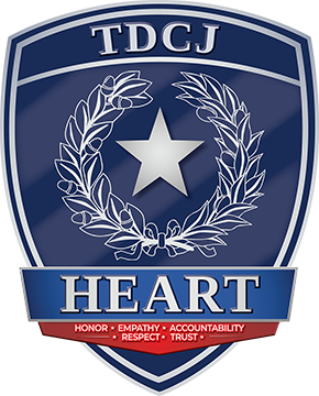 badge with the word HEART on a ribbon and the words honor, empathy, accountability, respect, and trust under the ribbon