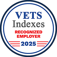 graphic displaying the words 'VETS Indexes Recognized Employer 2025'